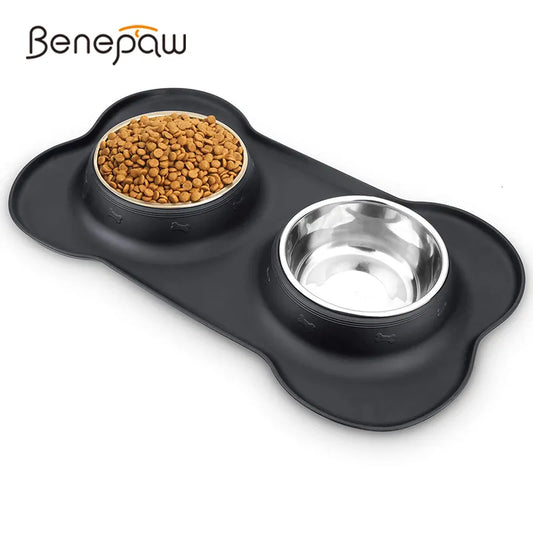 Benepaw Antislip Double Bowl With Silicon Mat