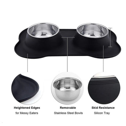 Benepaw Antislip Double Bowl With Silicon Mat