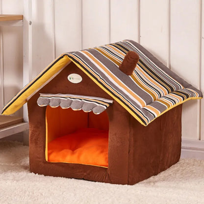 Niche pour chien en polaire corail