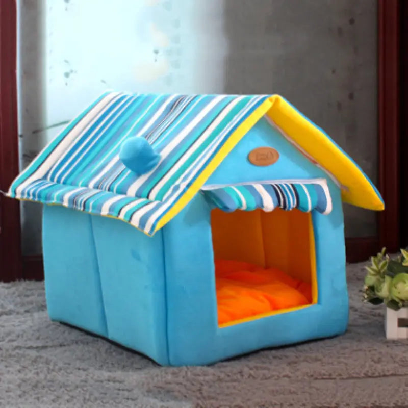 Niche pour chien en polaire corail