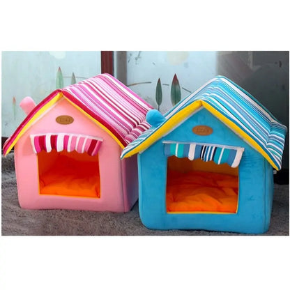 Niche pour chien en polaire corail