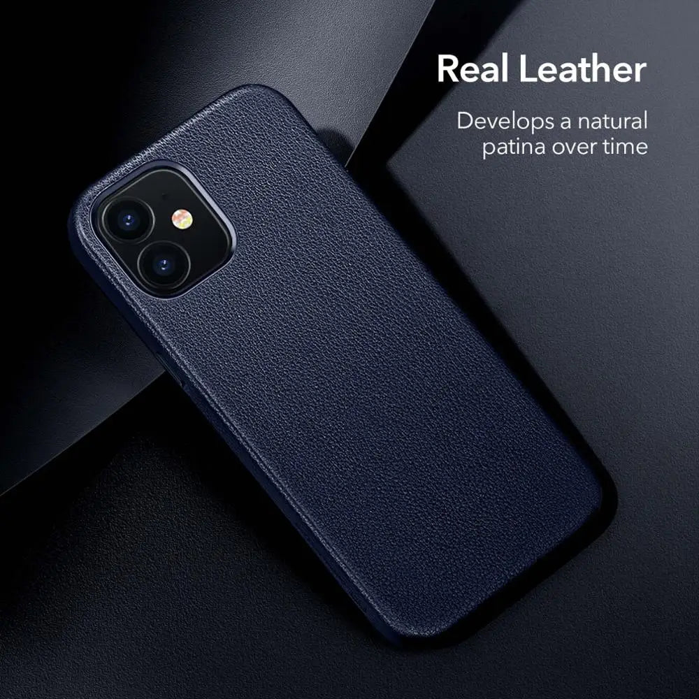 ESR for iPhone 12 Pro Max Case Leather Cover for iPhone 12 Pro  Genuine Leather Case for iPhone 12 12 Mini Luxury Black Cover