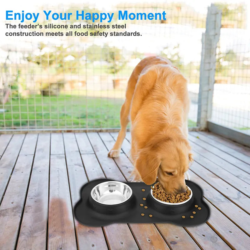 Benepaw Antislip Double Bowl With Silicon Mat