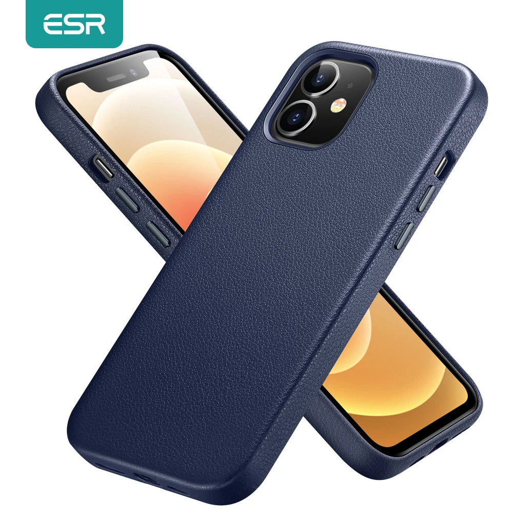 ESR for iPhone 12 Pro Max Case Leather Cover for iPhone 12 Pro  Genuine Leather Case for iPhone 12 12 Mini Luxury Black Cover