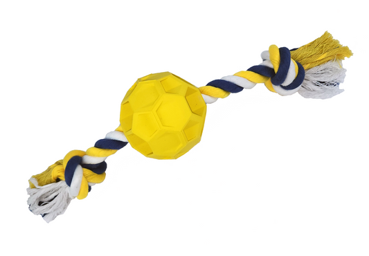 Rubber Soccer Ball Chew Toy with Tug Rope